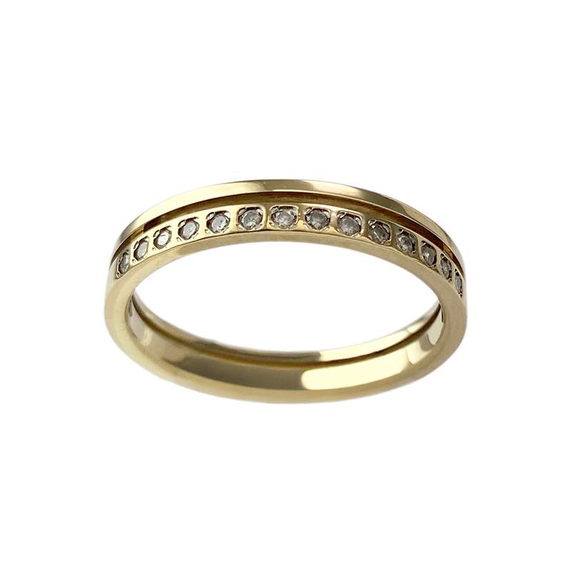 Pre-owned 14K yellow gold ring with diamonds - view 1