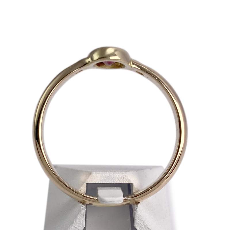 Bague d'occasion or 750 jaune diamants pierres rouges - vue 3