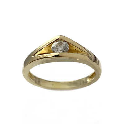 Solitaire d'occasion or 750 jaune diamant - vue 1