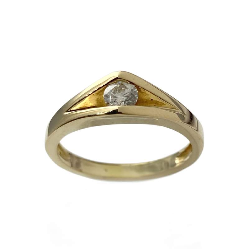 Solitaire d'occasion or 750 jaune diamant - vue 1