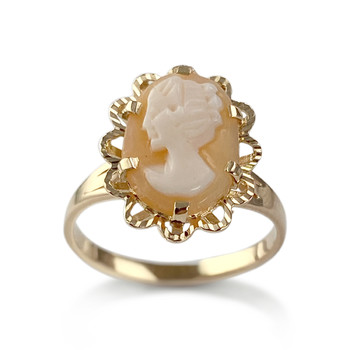 Bague d'occasion or 750 rose camée coquille