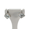 Boucles d'oreilles clous d'occasion or 750 blanc aigues marines - vue V1