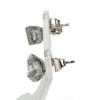 Boucles d'oreilles clous d'occasion or 750 blanc aigues marines - vue V2