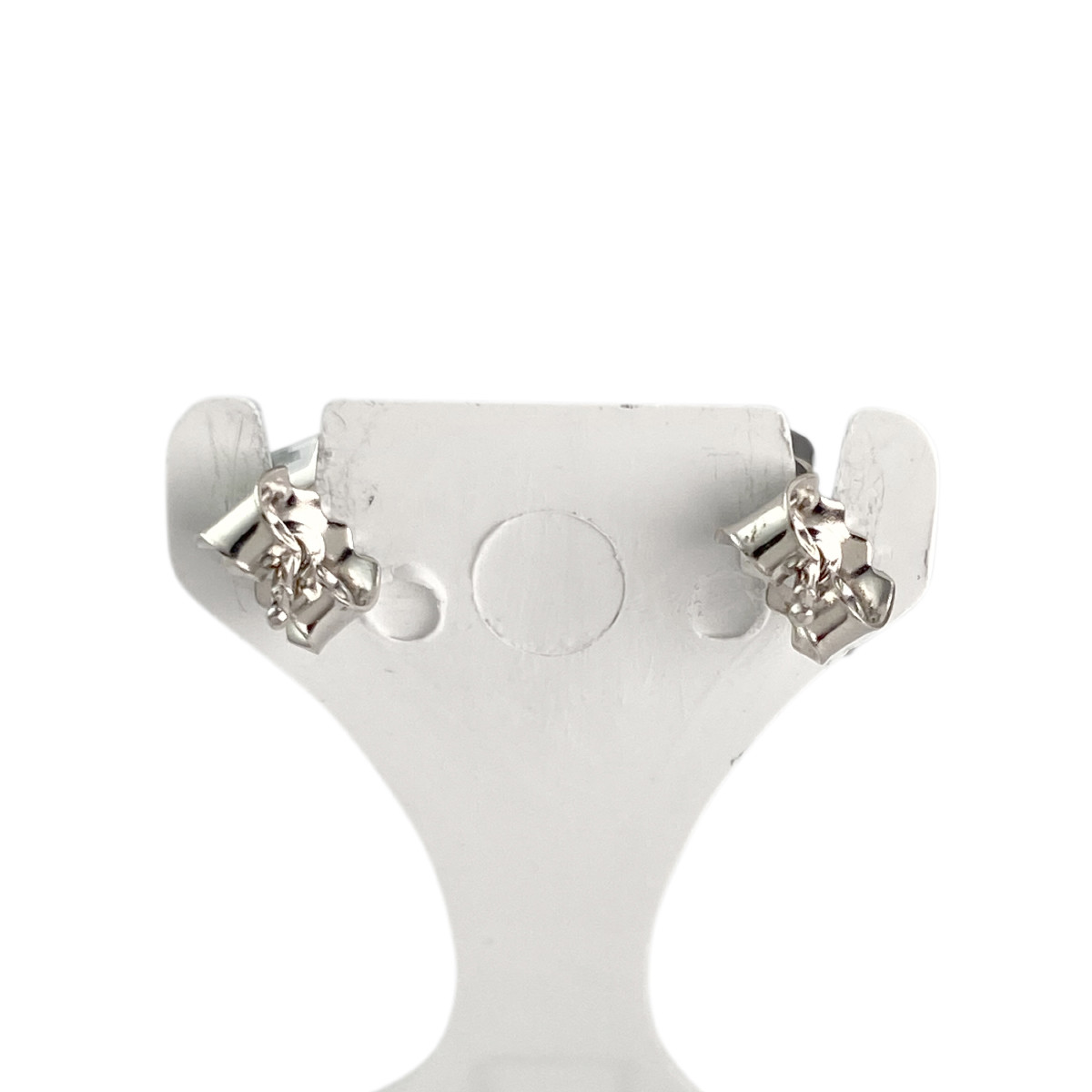 Boucles d'oreilles clous d'occasion or 750 blanc aigues marines - vue 3