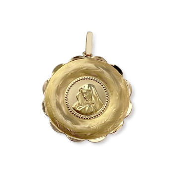 Tweedehands maagd hanger in 750 geel goud