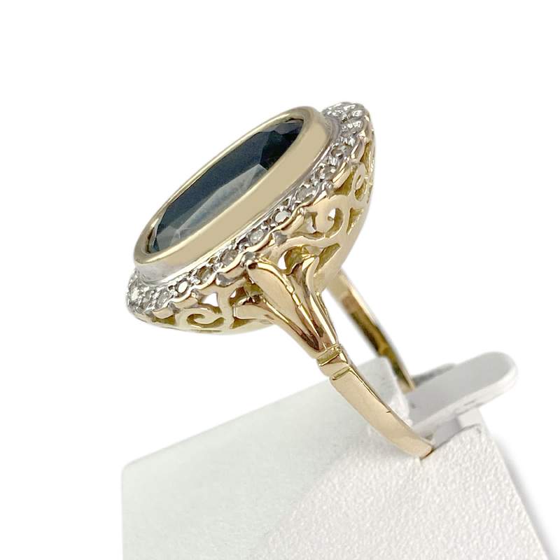 Bague d'occasion or 750 2 tons saphir diamants - vue 2