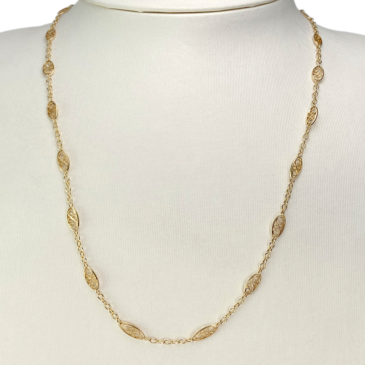 Collier d'occasion or 750 jaune maille filigrane 52,5 cm - vue 2