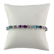 Bracelet d'occasion or 750 blanc pierres fines 19 cm