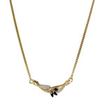 Collier d'occasion or 375 2 tons maille gourmette saphirs diamants 69,5 cm - vue 1