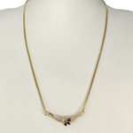 Collier d'occasion or 375 2 tons maille gourmette saphirs diamants 69,5 cm - vue 2
