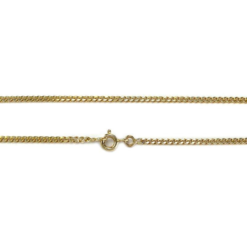Collier d'occasion or 375 2 tons maille gourmette saphirs diamants 69,5 cm - vue 3