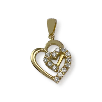 Pendentif coeur d'occasion or 750 jaune zirconias