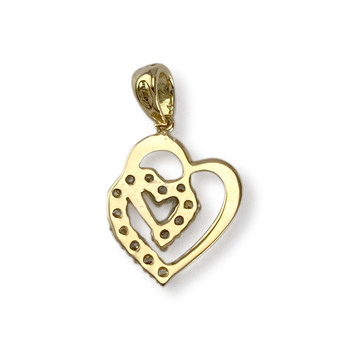 Pendentif coeur d'occasion or 750 jaune zirconias