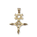 Pendentif croix d'agadez d'occasion or 750 2 tons diamants - vue 1