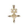 Pre-owned Agadez cross pendant in 750 gold with two tones and diamonds - view V2