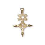 Pendentif croix d'agadez d'occasion or 750 2 tons diamants - vue 2