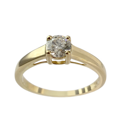 Solitaire d'occasion or 750 jaune diamant - vue 1