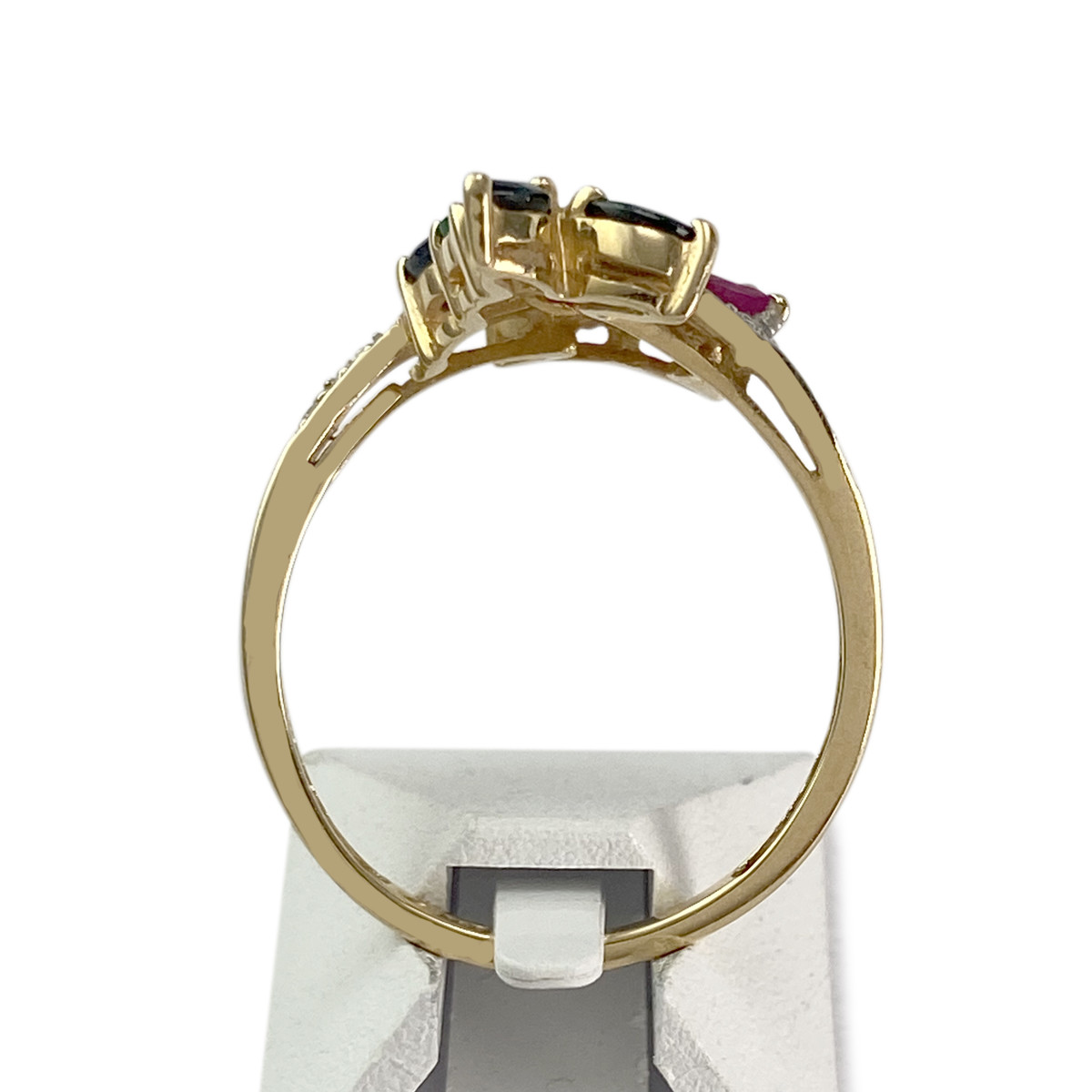Bague d'occasion or 750 2 tons diamants émeraudes rubis saphirs - vue 3