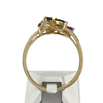 Bague d'occasion or 750 2 tons diamants émeraudes rubis saphirs