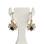 Boucles d'oreilles brisures d'occasion or 750 jaune saphirs zirconias - vue 1
