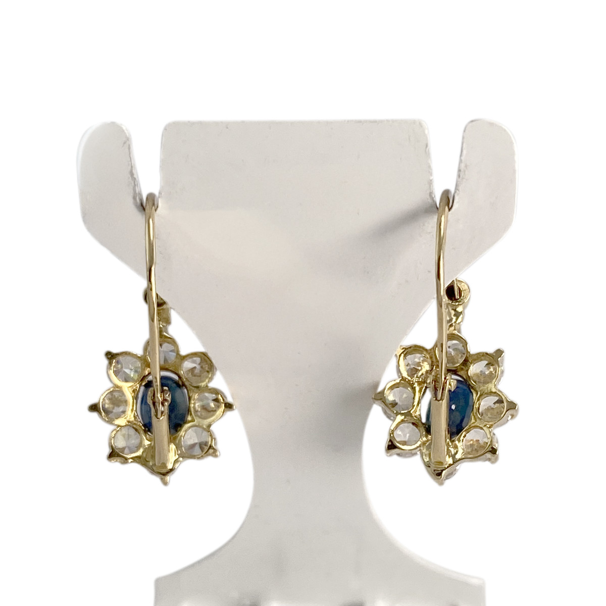 Boucles d'oreilles brisures d'occasion or 750 jaune saphirs zirconias - vue 3