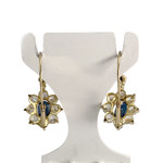 Boucles d'oreilles brisures d'occasion or 750 jaune saphirs zirconias - vue 3