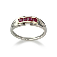 Second hand ring 2 golds 375 rubies diamonds