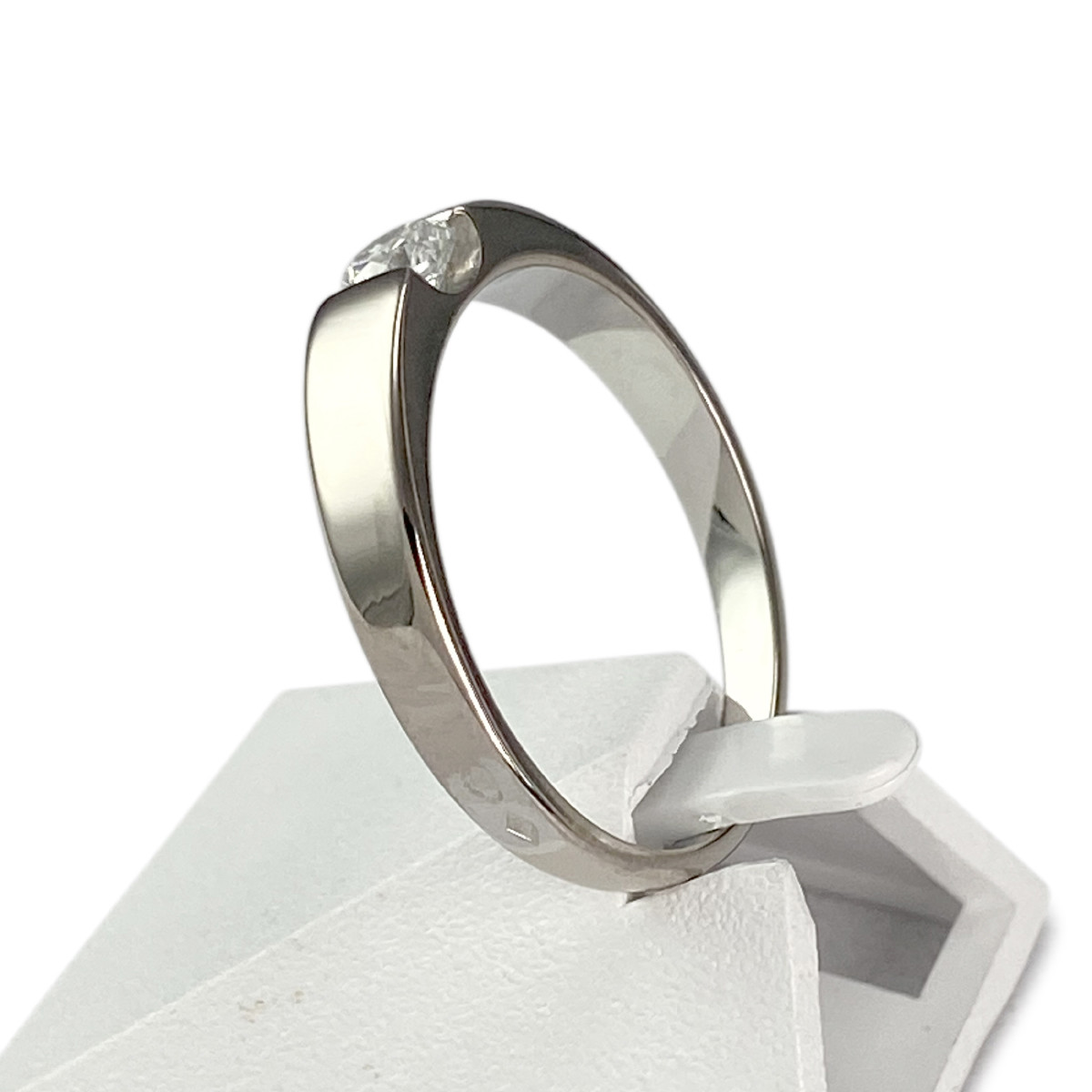 Solitaire d'occasion or 750 blanc diamant - vue 2