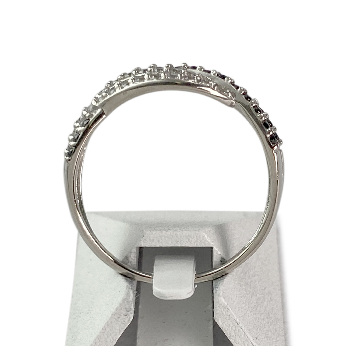 Bague d'occasion or 375 blanc zirconias blancs et noirs - vue 3