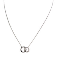 Collier d'occasion or 375 blanc diamants blancs et noirs maille forçat 43 cm