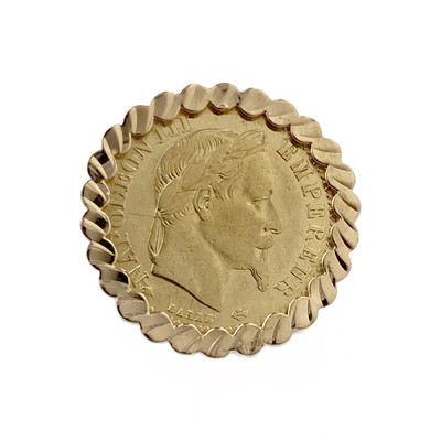Bague d'occasion or 750 rose porte pièce "napoléon III 10 francs 1862"