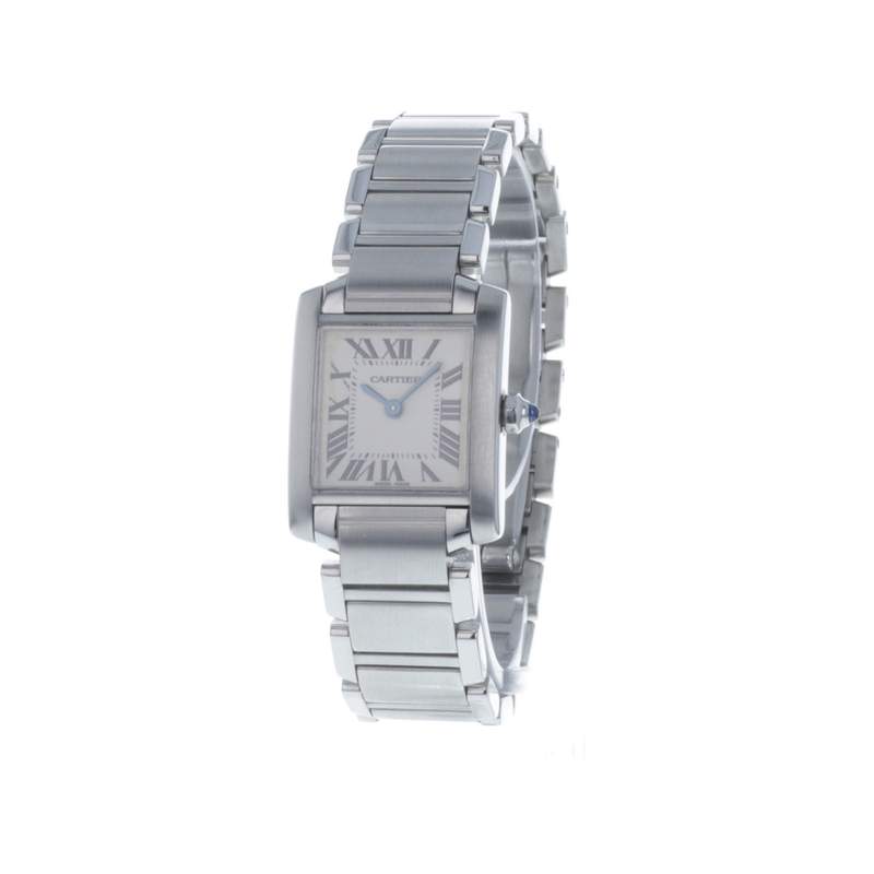 Montre d'occasion CARTIER Tank femme quartz bracelet acier - vue D4