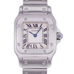 Montre d'occasion CARTIER Santos femme quartz bracelet acier - vue D1