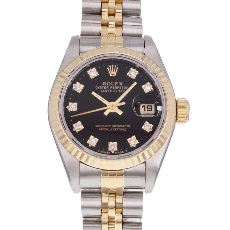 Montre d'occasion ROLEX DateJust femme automatique bracelet or jaune 750/000 et acier - vue D1