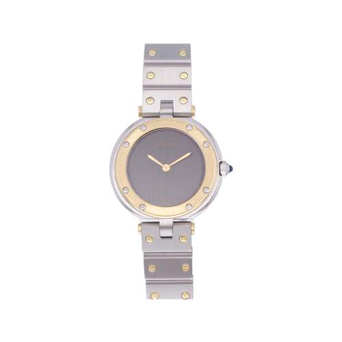 Montre d'occasion CARTIER Santos femme quartz bracelet or jaune 750/000 et acier