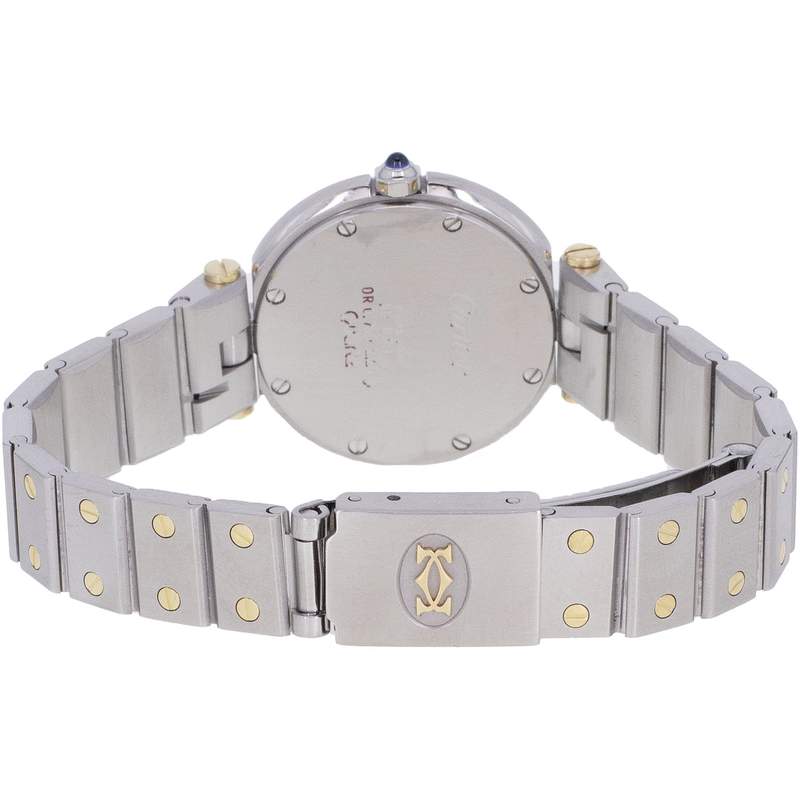 Montre d'occasion CARTIER Santos femme quartz bracelet or jaune 750/000 et acier - vue 3