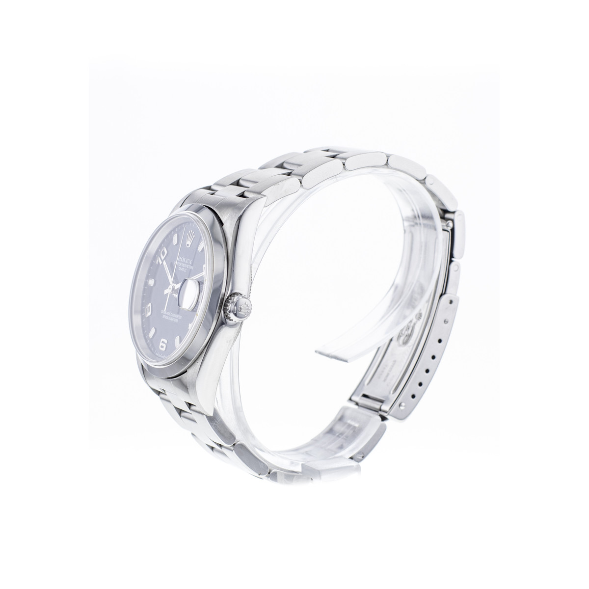 Montre d'occasion ROLEX Date mixte mouvement automatique certifié (cosc) bracelet acier - vue D3