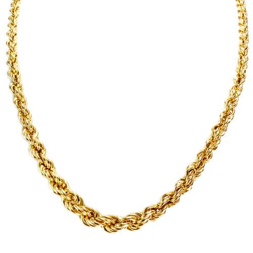 Collier en chute d'occasion or 750 jaune maille corde 46 cm