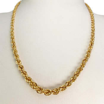 Collier en chute d'occasion or 750 jaune maille corde 46 cm