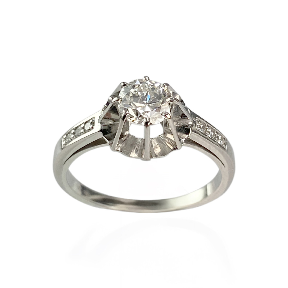Bague d'occasion or 750 blanc diamants