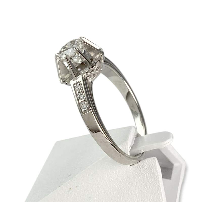 Bague d'occasion or 750 blanc diamants - vue 2