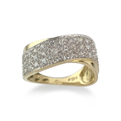 Bague d'occasion or 750 2 tons zirconias
