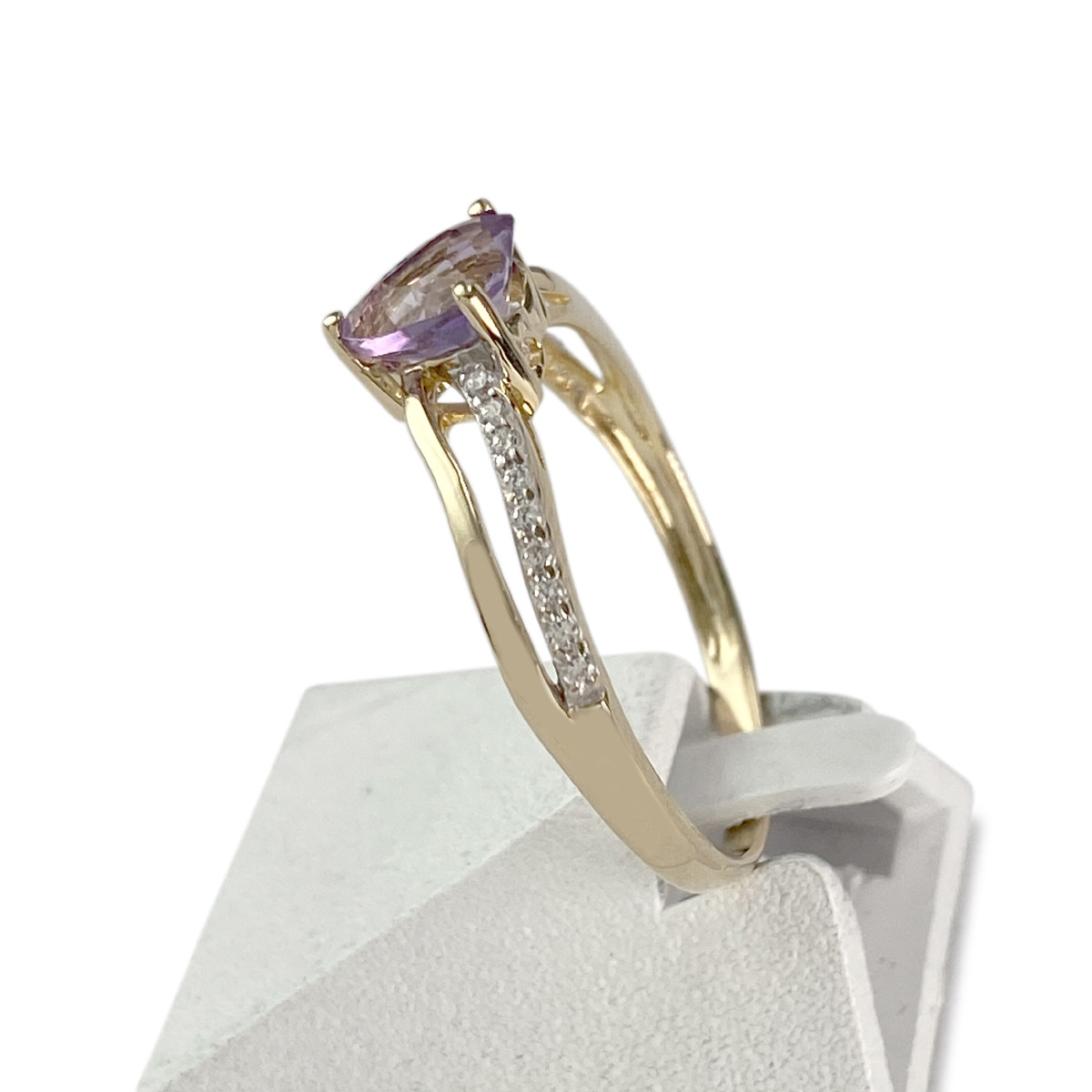 Bague d'occasion or 375 2 tons améthyste zirconias - vue 2