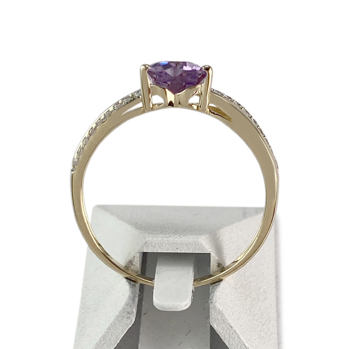Bague d'occasion or 375 2 tons améthyste zirconias - vue 3