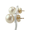 Boucles d'oreilles clous d'occasion or 750 jaune perles de culture - vue V2