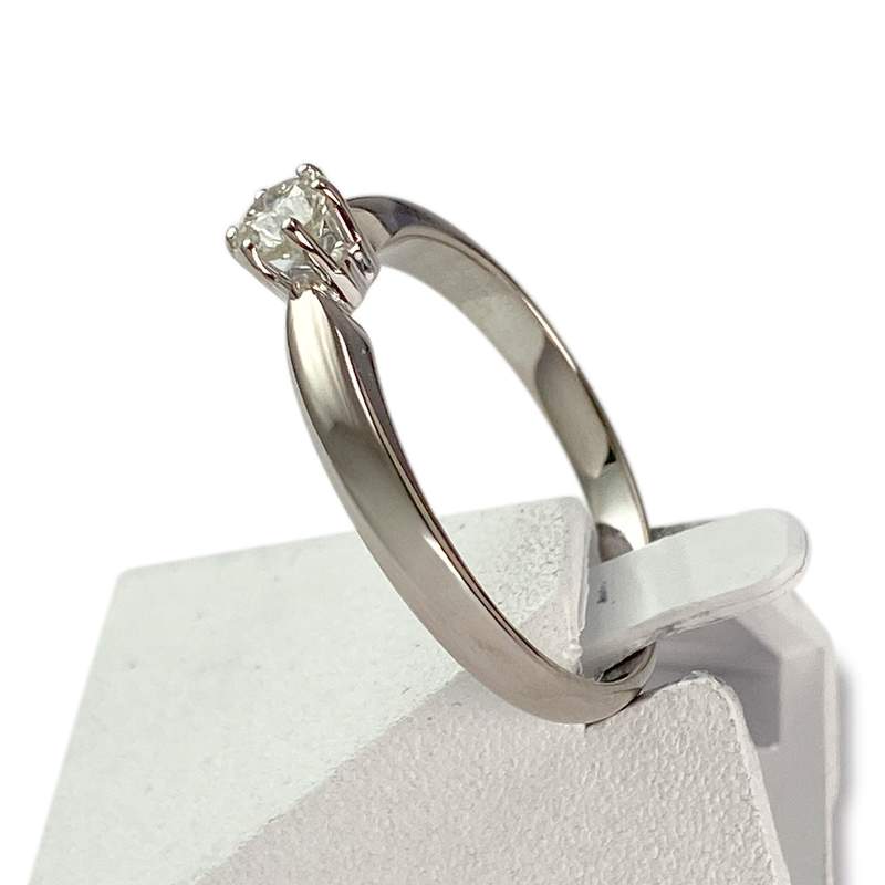 Solitaire d'occasion or 750 blanc diamant - vue 2