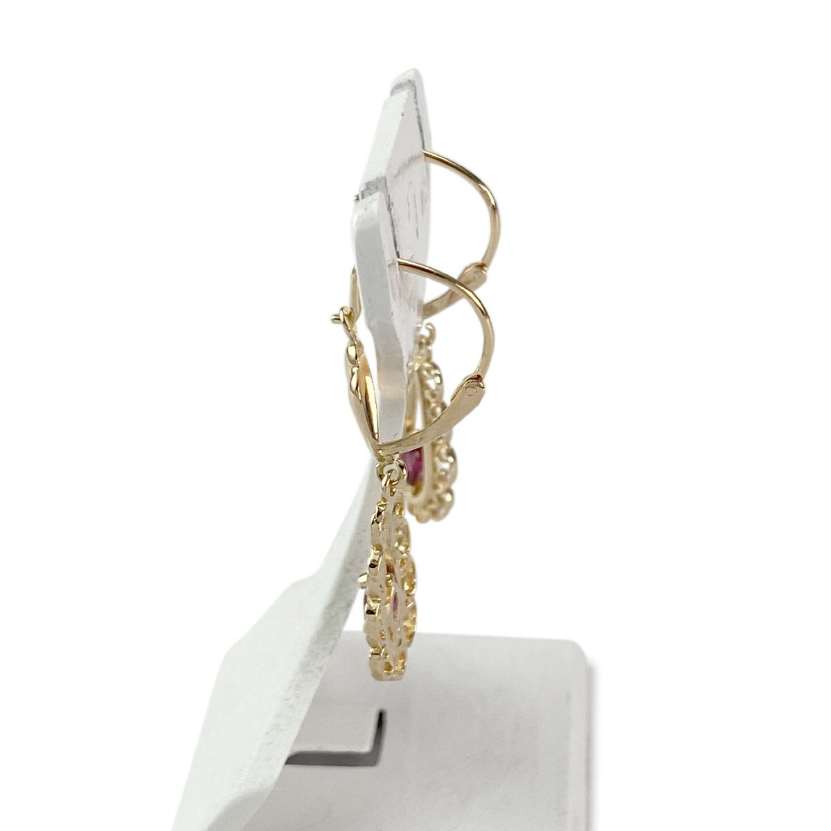 Boucles d'oreilles pendants d'occasion or 750 jaune rubis - vue 2