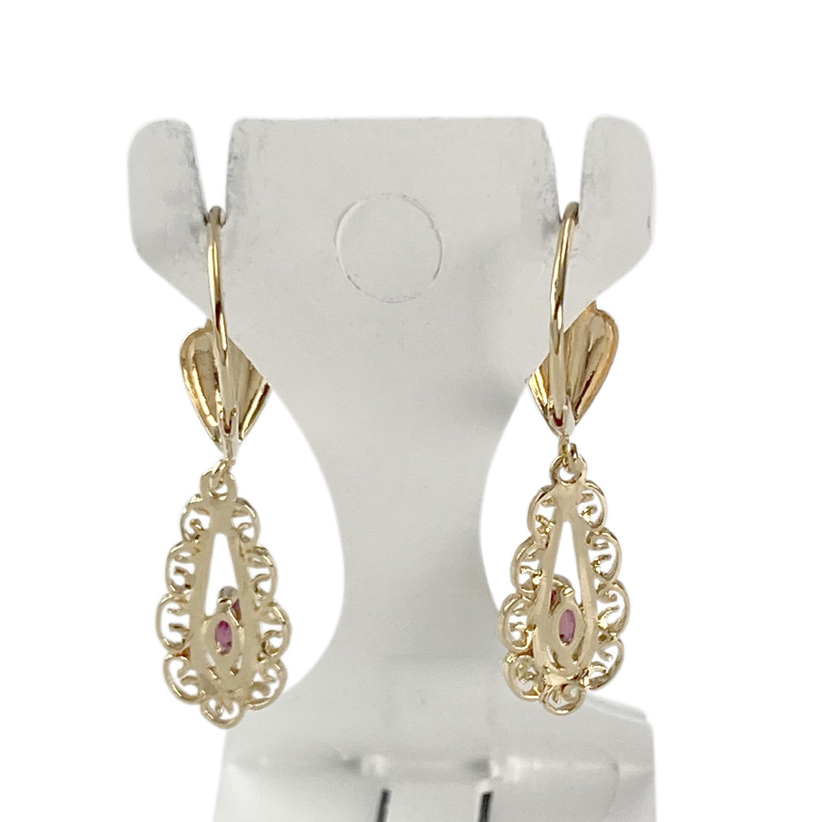 Boucles d'oreilles pendants d'occasion or 750 jaune rubis - vue 3