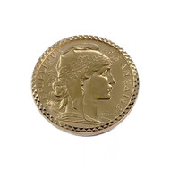 Bague d'occasion or 750 jaune porte pièce 'République Française 20 francs 1911'