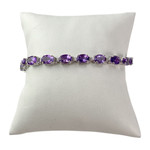 Bracelet d'occasion or 750 blanc maille fantaisie améthyste 18,5 cm - vue 1